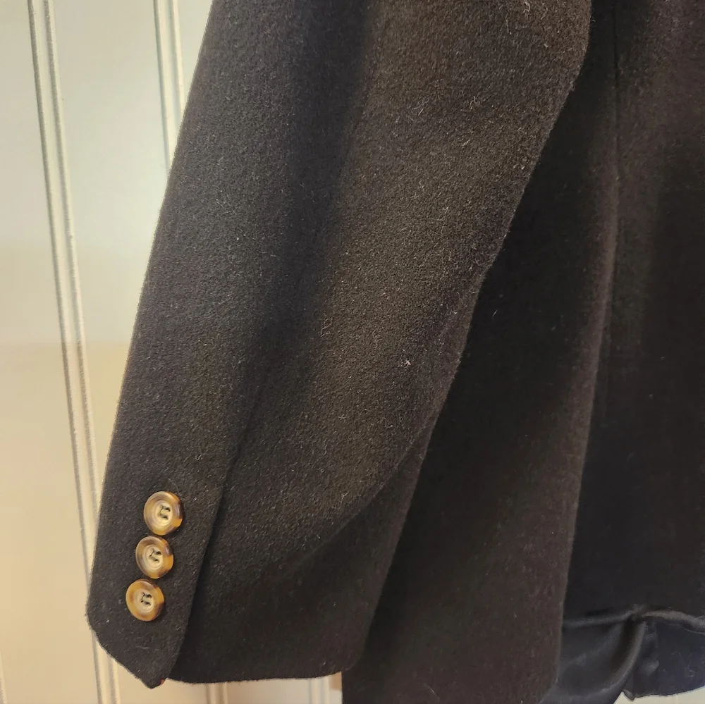 LL Bean Women's Black Wool Cashmere Blend Blazer Size 18P Plush Soft‎ Classic